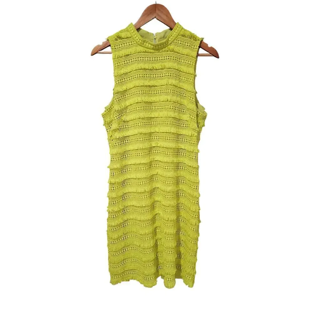 J.Crew Fringe Sheath Dress Citron Yellow Size 10